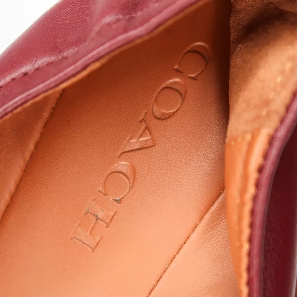Coach‎ Burgundy Leather Ballet Flats Horse and Carriage Logo Medallion 7B